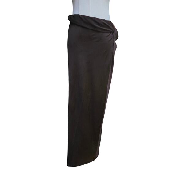 NEW Commense Womens Brown Twist Waist Maxi Skirt M Cover-Up Boho Chic Romantic - Picture 1 of 11